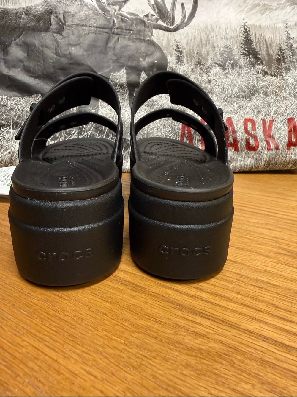 CROCS Brooklyn Buckle Black LiteRide Platform Sandals - Picture 4 of 9